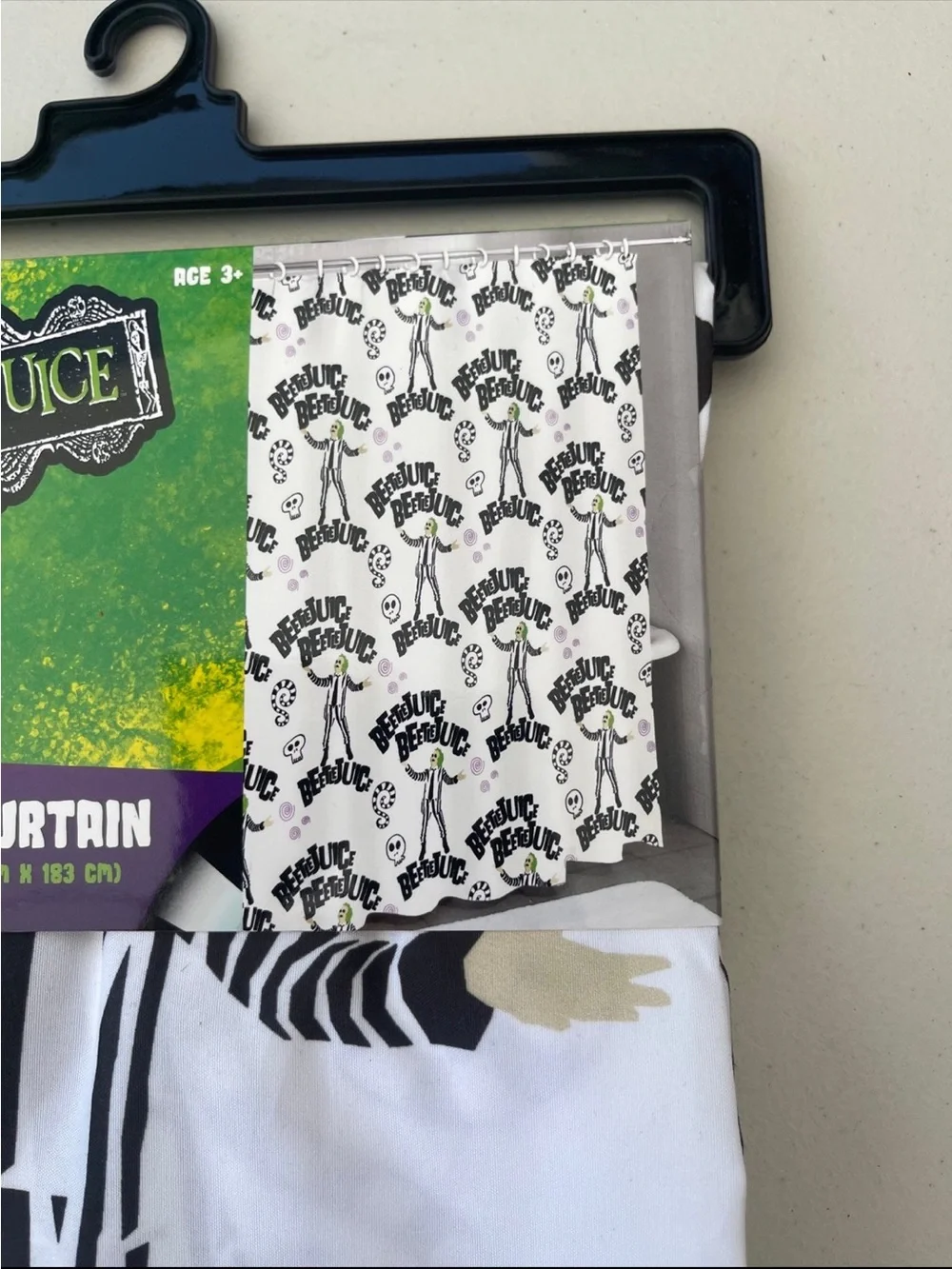 Beetlejuice Black & White Shower Curtain